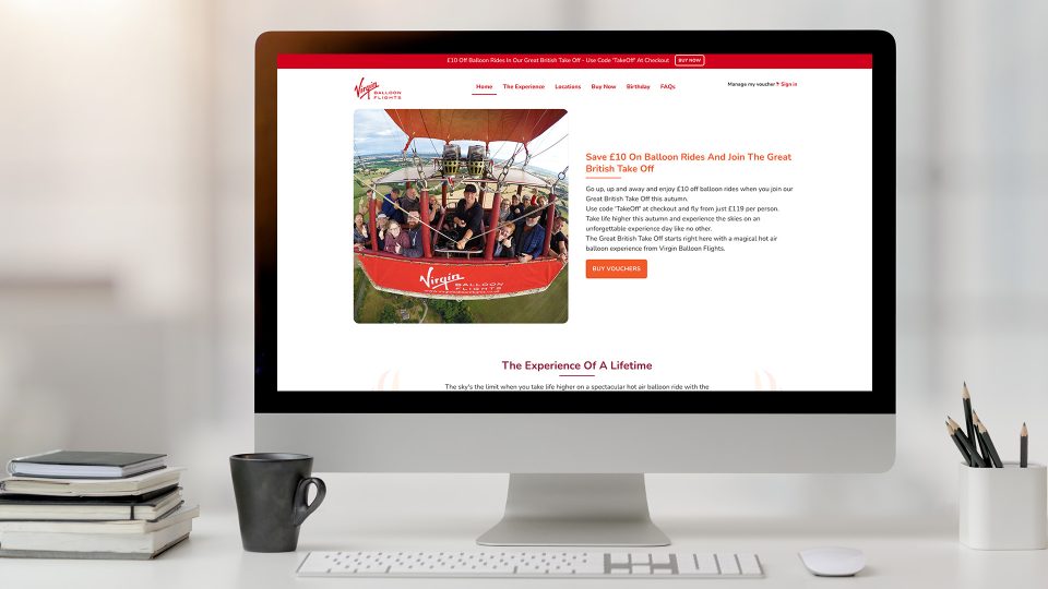 Virgin Balloon Flights Screen Mock up