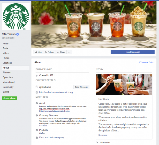 starbucks facebook profile