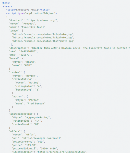 product schema layout