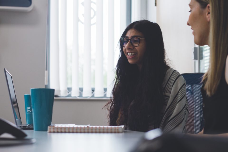 One of our account managers speaking to a client